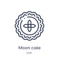 Linear moon cake icon from Food and restaurant outline collection. Thin line moon cake icon isolated on white background. moon