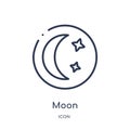 Linear moon icon from Astronomy outline collection. Thin line moon vector isolated on white background. moon trendy illustration