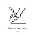 Linear mountain climb icon from Humans outline collection. Thin line mountain climb icon isolated on white background. mountain