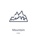 Linear mountain icon from Camping outline collection. Thin line mountain vector isolated on white background. mountain trendy