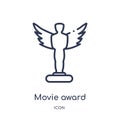 Linear movie award icon from Cinema outline collection. Thin line movie award vector isolated on white background. movie award