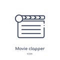 Linear movie clapper icon from Cinema outline collection. Thin line movie clapper icon isolated on white background. movie clapper