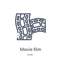 Linear movie film icon from Cinema outline collection. Thin line movie film vector isolated on white background. movie film trendy