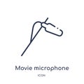 Linear movie microphone icon from Cinema outline collection. Thin line movie microphone vector isolated on white background. movie