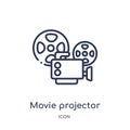 Linear movie projector front view icon from Cinema outline collection. Thin line movie projector front view vector isolated on