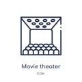 Linear movie theater icon from Cinema outline collection. Thin line movie theater vector isolated on white background. movie