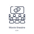 Linear movie theatre icon from Cinema outline collection. Thin line movie theatre vector isolated on white background. movie