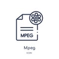 Linear mpeg icon from File type outline collection. Thin line mpeg vector isolated on white background. mpeg trendy illustration Royalty Free Stock Photo