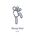 Linear muay thai icon from Miscellaneous outline collection. Thin line muay thai icon isolated on white background. muay thai