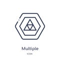Linear multiple triangles inside hexagon icon from Geometry outline collection. Thin line multiple triangles inside hexagon icon