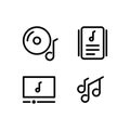Linear music and audio icons design isolated on white background