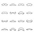 Linear mustache icons isolated on a white background