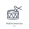 Linear native american drum icon from Culture outline collection. Thin line native american drum vector isolated on white