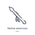 Linear native american spear icon from Culture outline collection. Thin line native american spear vector isolated on white