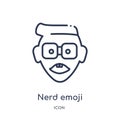 Linear nerd emoji icon from Emoji outline collection. Thin line nerd emoji vector isolated on white background. nerd emoji trendy