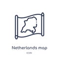 Linear netherlands map icon from Countrymaps outline collection. Thin line netherlands map vector isolated on white background.