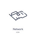 Linear network interface card icon from Hardware outline collection. Thin line network interface card icon isolated on white