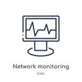 Linear network monitoring icon from Internet security and networking outline collection. Thin line network monitoring icon