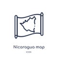 Linear nicaragua map icon from Countrymaps outline collection. Thin line nicaragua map vector isolated on white background.