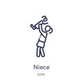 Linear niece icon from Family relations outline collection. Thin line niece vector isolated on white background. niece trendy