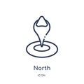 Linear north icon from Maps and locations outline collection. Thin line north icon isolated on white background. north trendy