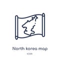 Linear north korea map icon from Countrymaps outline collection. Thin line north korea map vector isolated on white background.