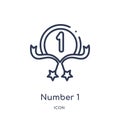 Linear number 1 icon from Customer service outline collection. Thin line number 1 vector isolated on white background. number 1