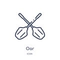 Linear oar icon from Camping outline collection. Thin line oar vector isolated on white background. oar trendy illustration