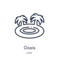 Linear oasis icon from Africa outline collection. Thin line oasis vector isolated on white background. oasis trendy illustration