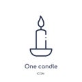 Linear one candle icon from Beauty outline collection. Thin line one candle vector isolated on white background. one candle trendy