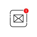 Linear one notification in full mailbox Royalty Free Stock Photo