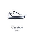 Linear one shoe icon from Fashion outline collection. Thin line one shoe icon isolated on white background. one shoe trendy