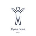 Linear open arms icon from Education outline collection. Thin line open arms vector isolated on white background. open arms trendy