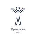 Linear open arms icon from Education outline collection. Thin line open arms vector isolated on white background. open arms trendy