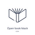 Linear open book black cover icon from Education outline collection. Thin line open book black cover icon isolated on white