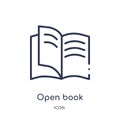 Linear open book icon from Customer service outline collection. Thin line open book vector isolated on white background. open book