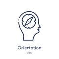 Linear orientation icon from Brain process outline collection. Thin line orientation vector isolated on white background. Royalty Free Stock Photo