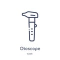 Linear otoscope icon from Medical outline collection. Thin line otoscope icon isolated on white background. otoscope trendy