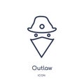 Linear outlaw icon from Desert outline collection. Thin line outlaw vector isolated on white background. outlaw trendy Royalty Free Stock Photo