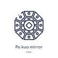 Linear pa kua mirror icon from Cultures outline collection. Thin line pa kua mirror icon isolated on white background. pa kua Royalty Free Stock Photo