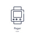 Linear pager icon from Comunation outline collection. Thin line pager vector isolated on white background. pager trendy