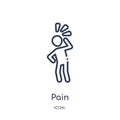 Linear pain icon from Humans outline collection. Thin line pain icon isolated on white background. pain trendy illustration