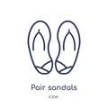 Linear pair sandals icon from Fashion outline collection. Thin line pair sandals icon isolated on white background. pair sandals