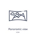 Linear panoramic view icon from Future technology outline collection. Thin line panoramic view icon isolated on white background.