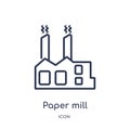 Linear paper mill icon from General outline collection. Thin line paper mill icon isolated on white background. paper mill trendy