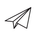 linear paper plane vector thin line icon. Paper airplane sketch icon for infographic, website or app