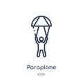 Linear paraplane icon from Entertainment and arcade outline collection. Thin line paraplane vector isolated on white background.