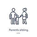 Linear parent's sibling icon from Family relations outline collection. Thin line parent's sibling vector isolated on white Royalty Free Stock Photo