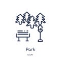 Linear park icon from City elements outline collection. Thin line park vector isolated on white background. park trendy
