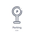 Linear parking icon from City elements outline collection. Thin line parking vector isolated on white background. parking trendy